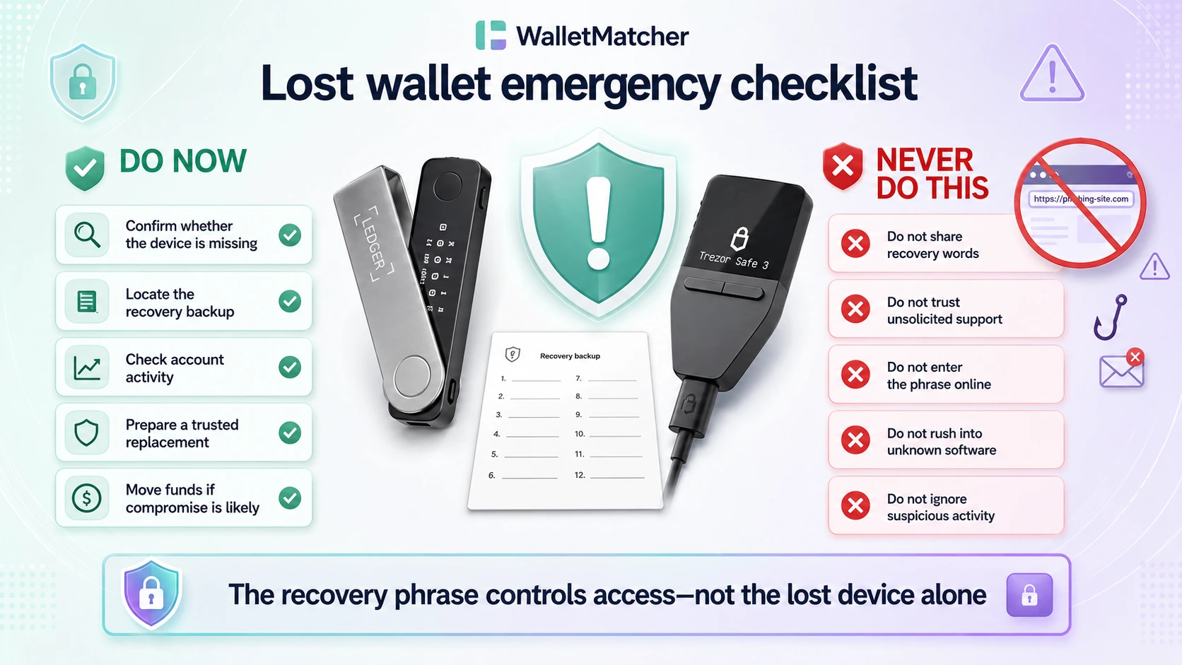 Emergency warning after losing a hardware wallet