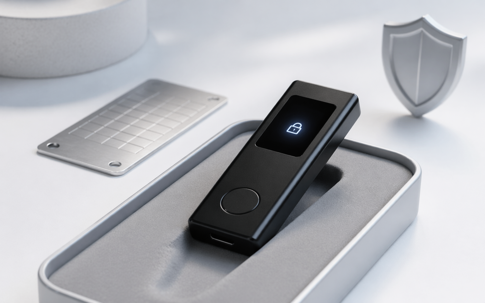 Bitcoin cold wallet security and storage themed image