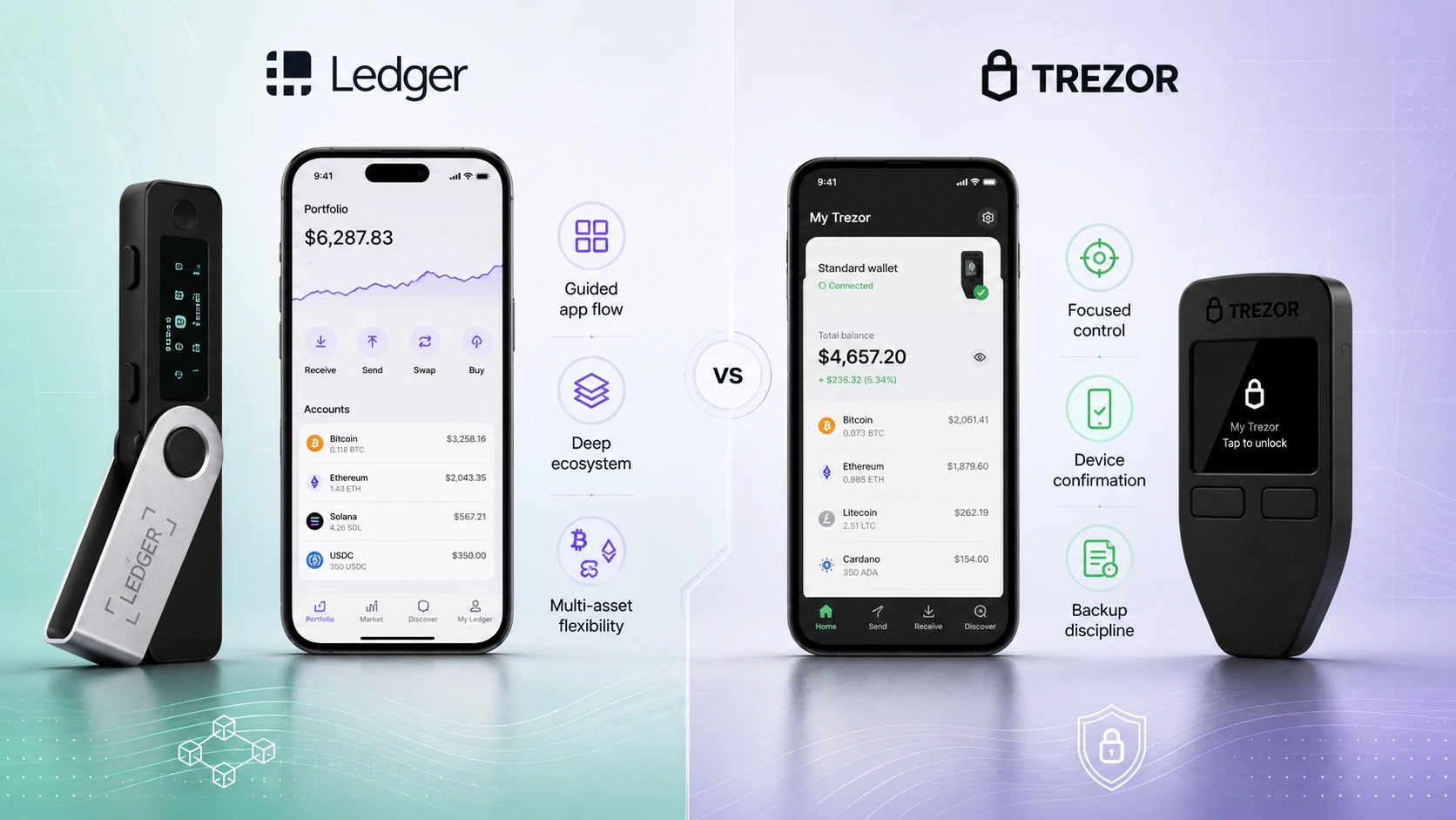 Ledger vs Trezor for beginners hardware wallet comparison