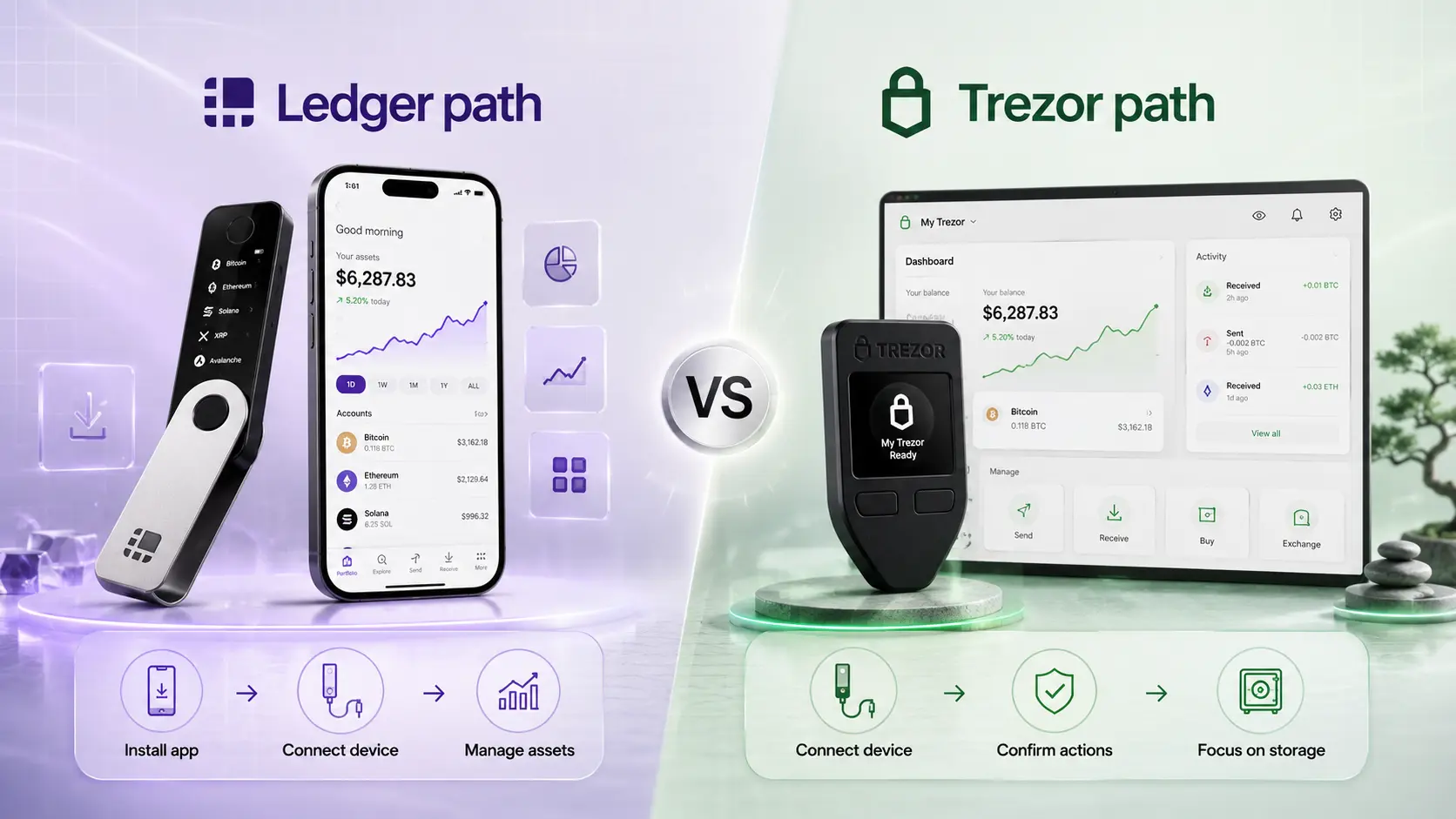 Ledger vs Trezor for Bitcoin hardware wallet comparison