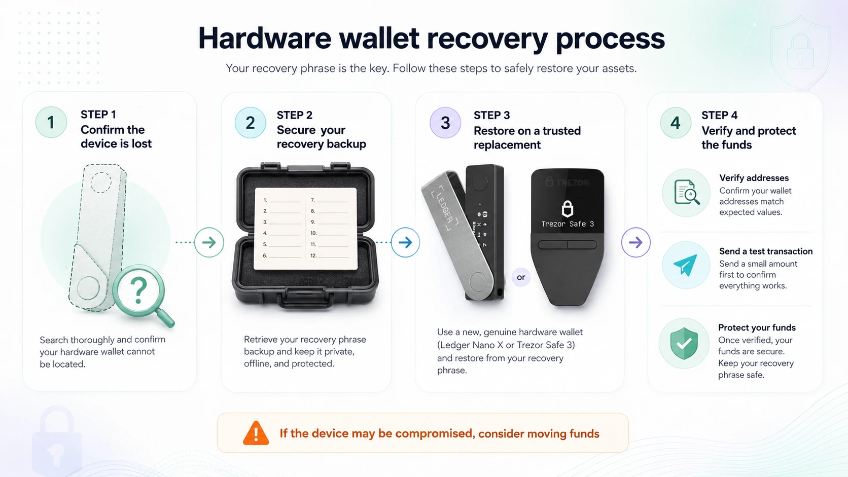 Hardware wallet recovery process after losing a device