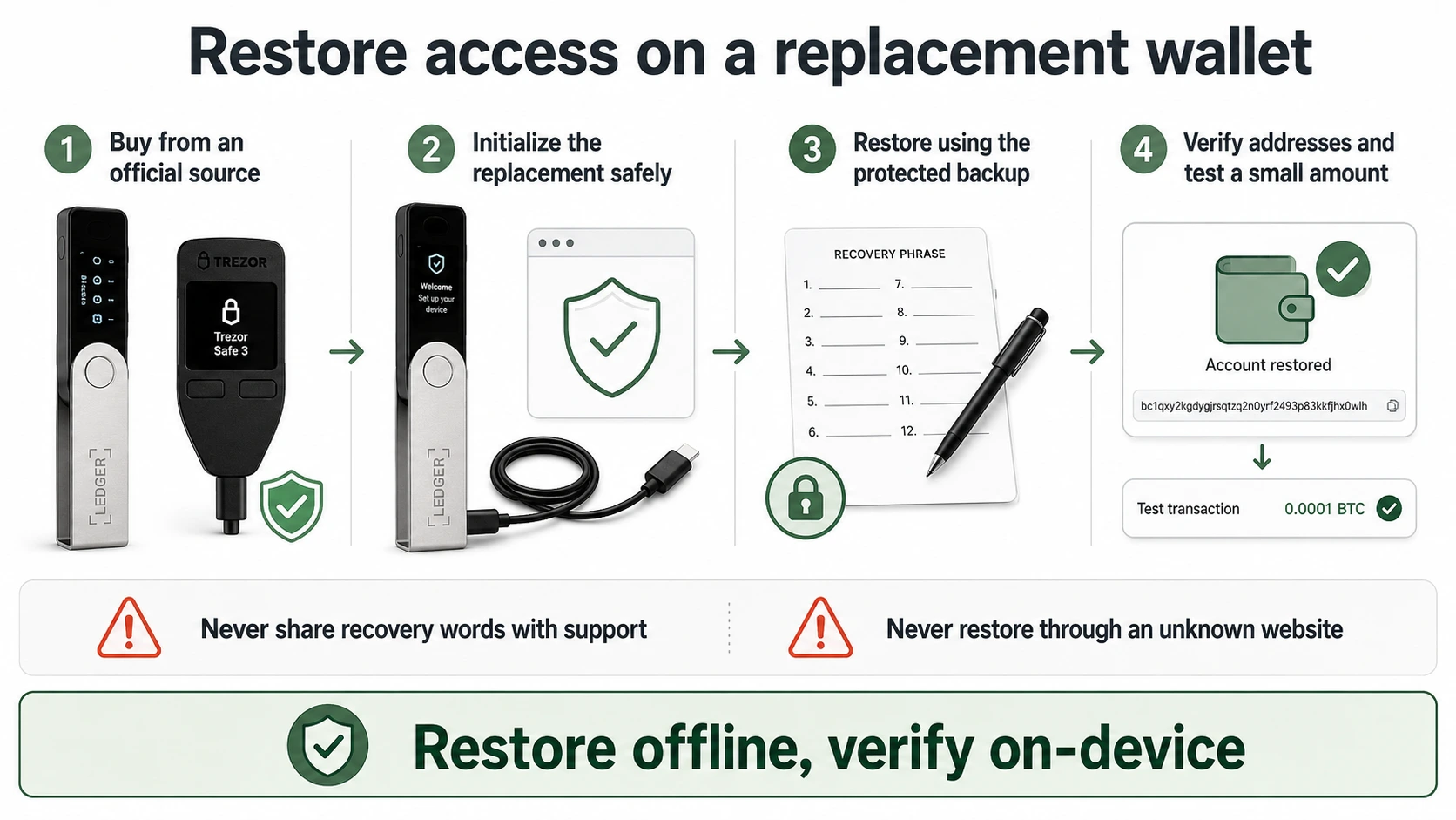 Replacement hardware wallet restoration setup